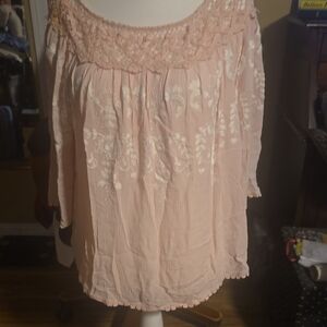 Pink Ruffled Bib Collar Blouse